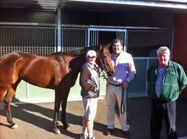 John, Eddy Rigg and Ron Sayers at Flemington with Eastward after her debut win