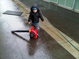 3rd generation trainer in waiting, Lachlan Hawkes helping clean up
