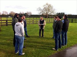 Pencarrow Stud manager Leon Casey talks to the group about the farm