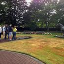 Hawkes Racing Tour at Cambridge stud looking over Sir Tristrams statue