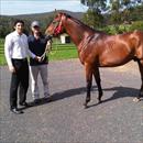 Happy owner  Wes Holland with  Tim Boland and the Postponed x Forlorna Colt