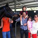 Michael Dascarolis and his family at Warwick Farm trials with their horse Cleansing Ale...