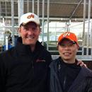 Michael at the stables with Chris So (HK Assistant trainer)